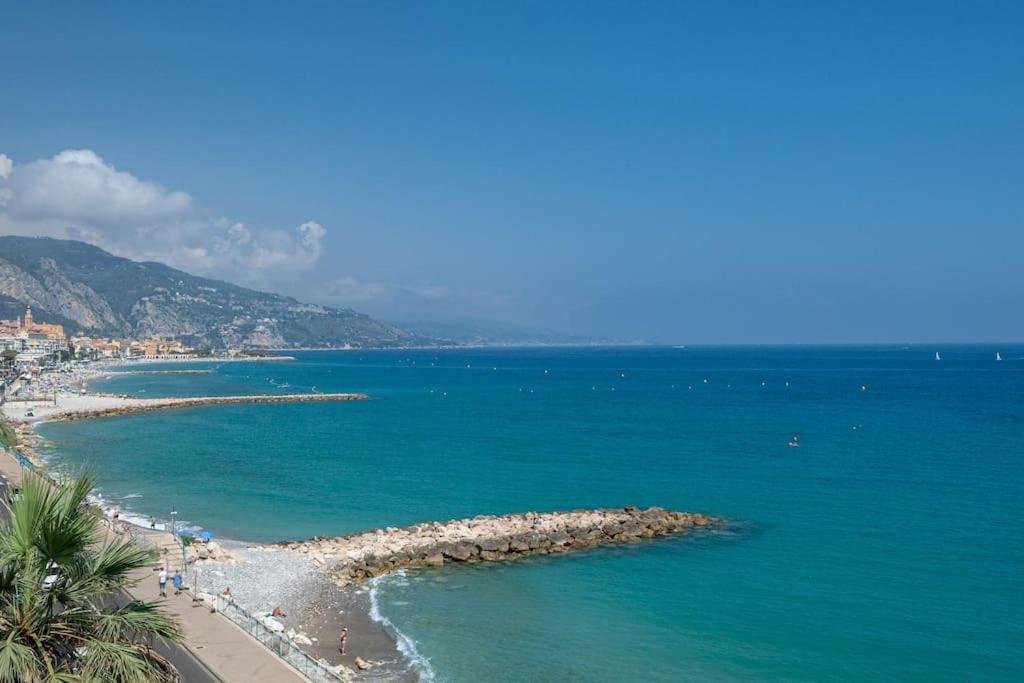Le Panorama -Vue Exceptionnelle - Dernier Etage - Front De Mer 芒通 外观 照片